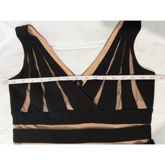 JS Collections Black Illusion Mesh Bandage Fit and Flare Dress 862069 Size 6 - Picture 8 of 9